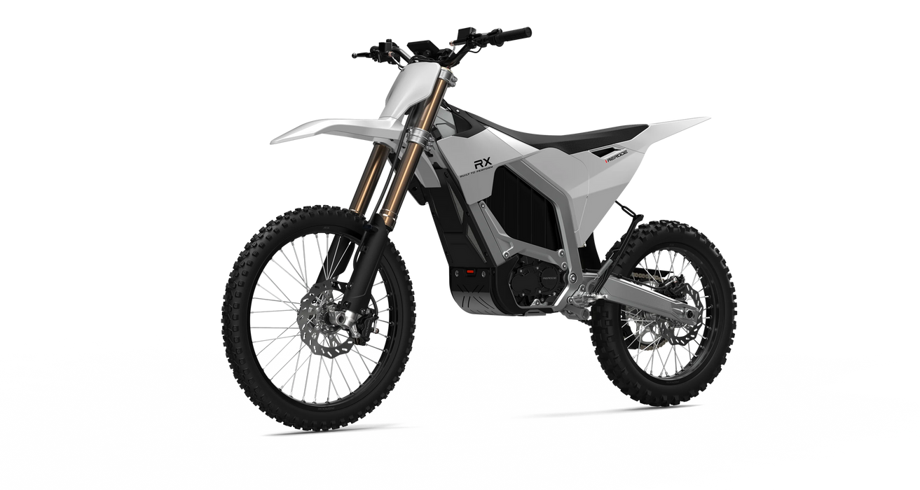 Rerode RX electric off-road motorcycle — official front-left view